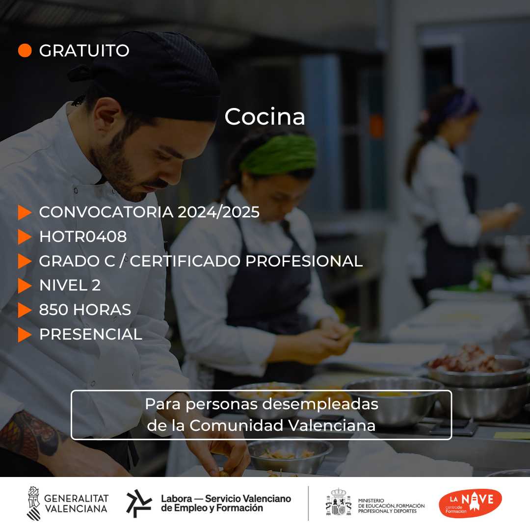 Curso de Cocina para desempleados - La Nave