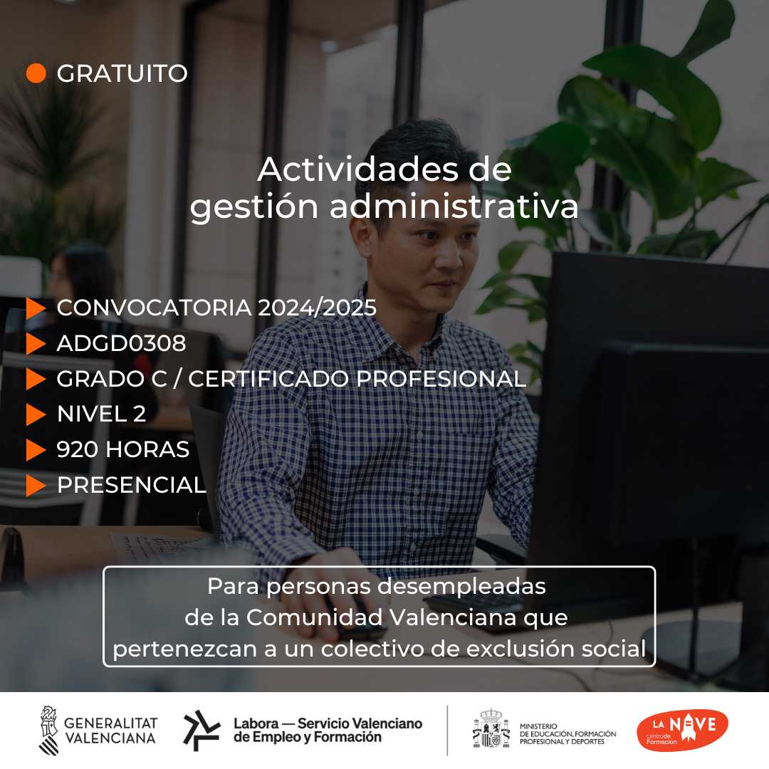 Curso de Actividades de gestión administrativa para desempleados - La Nave