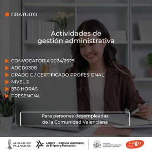 Curso de Actividades de gestión administrativa para desempleados - La Nave