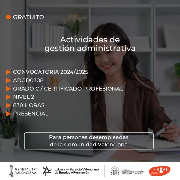 Curso de Actividades de gestión administrativa para desempleados - La Nave