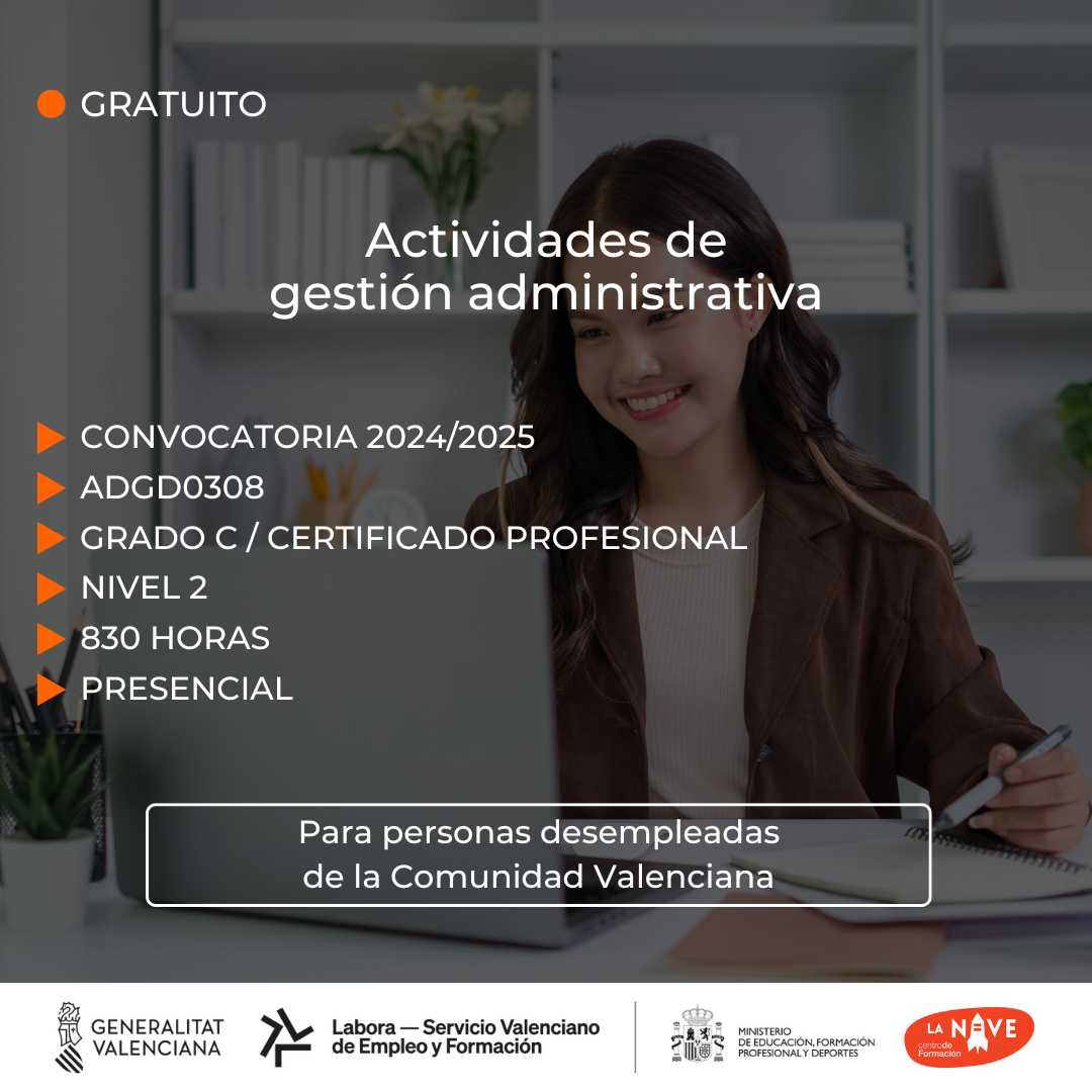 Curso de Actividades de gestión administrativa para desempleados - La Nave