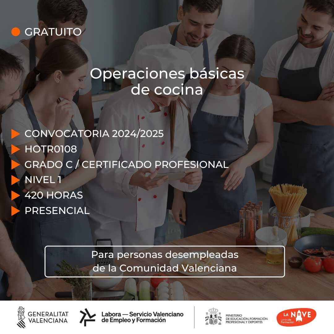 Curso de Operaciones básicas de cocina para desempleados - La Nave