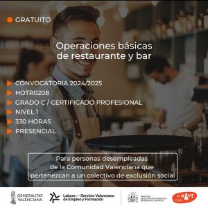 Curso de Operaciones básicas de restaurante y bar para desempleados - La Nave