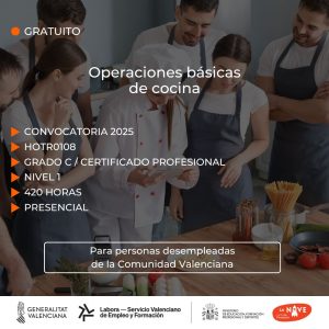 Curso de Operaciones básicas de cocina para desempleados - La Nave