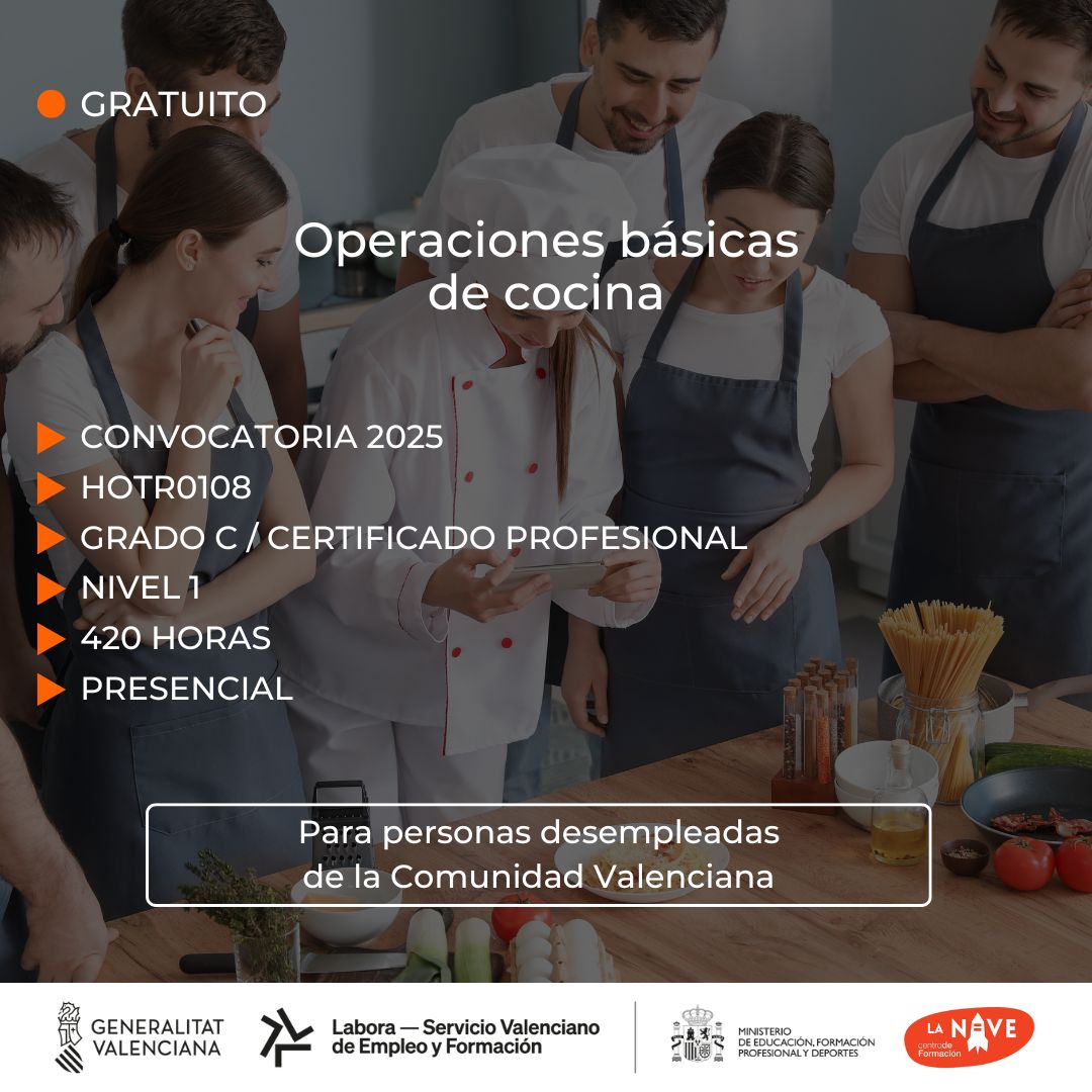 Curso de Operaciones básicas de cocina para desempleados - La Nave