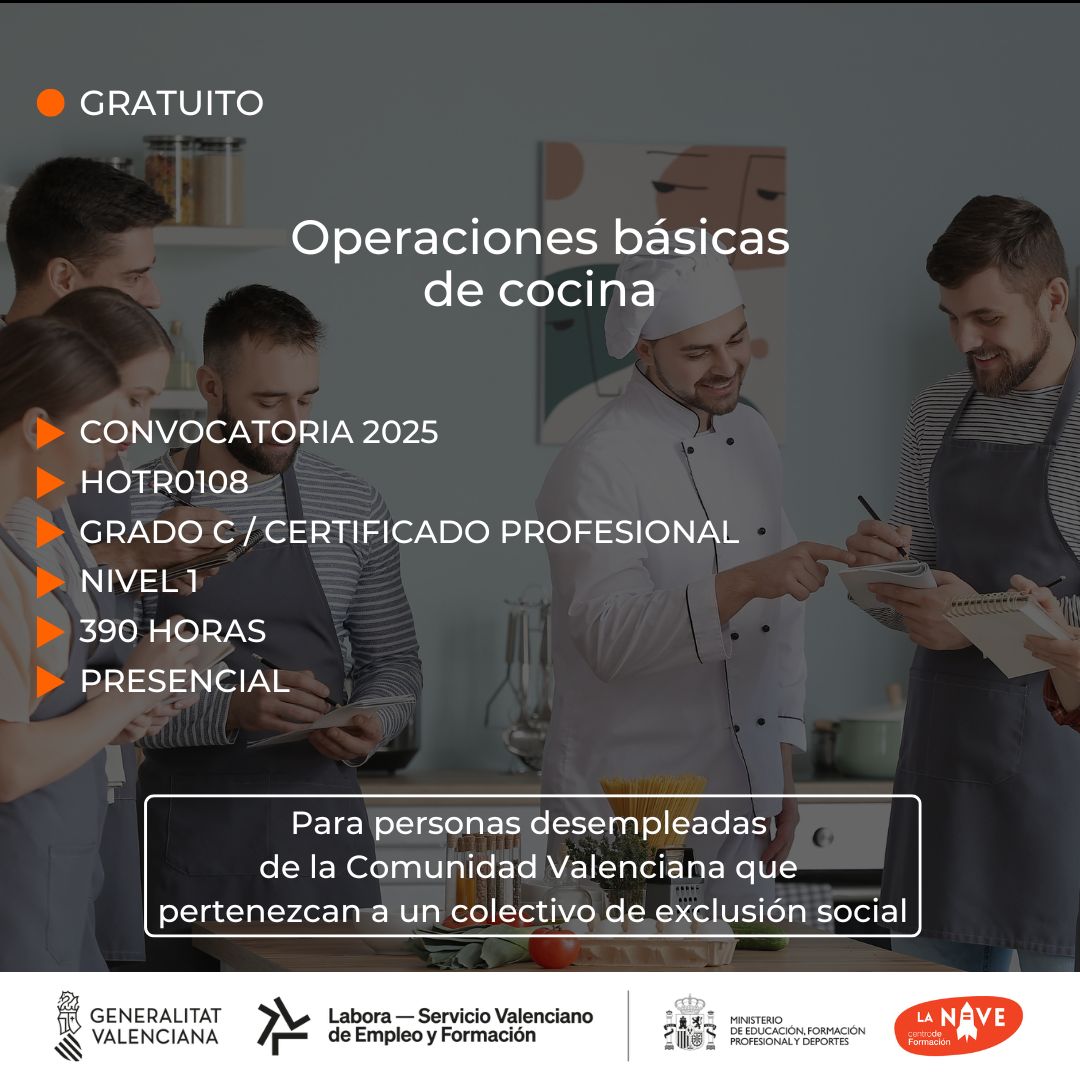 Curso de Operaciones básicas de cocina para desempleados - La Nave
