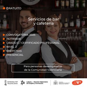Curso de Servicios de bar y cafetería para desempleados - La Nave