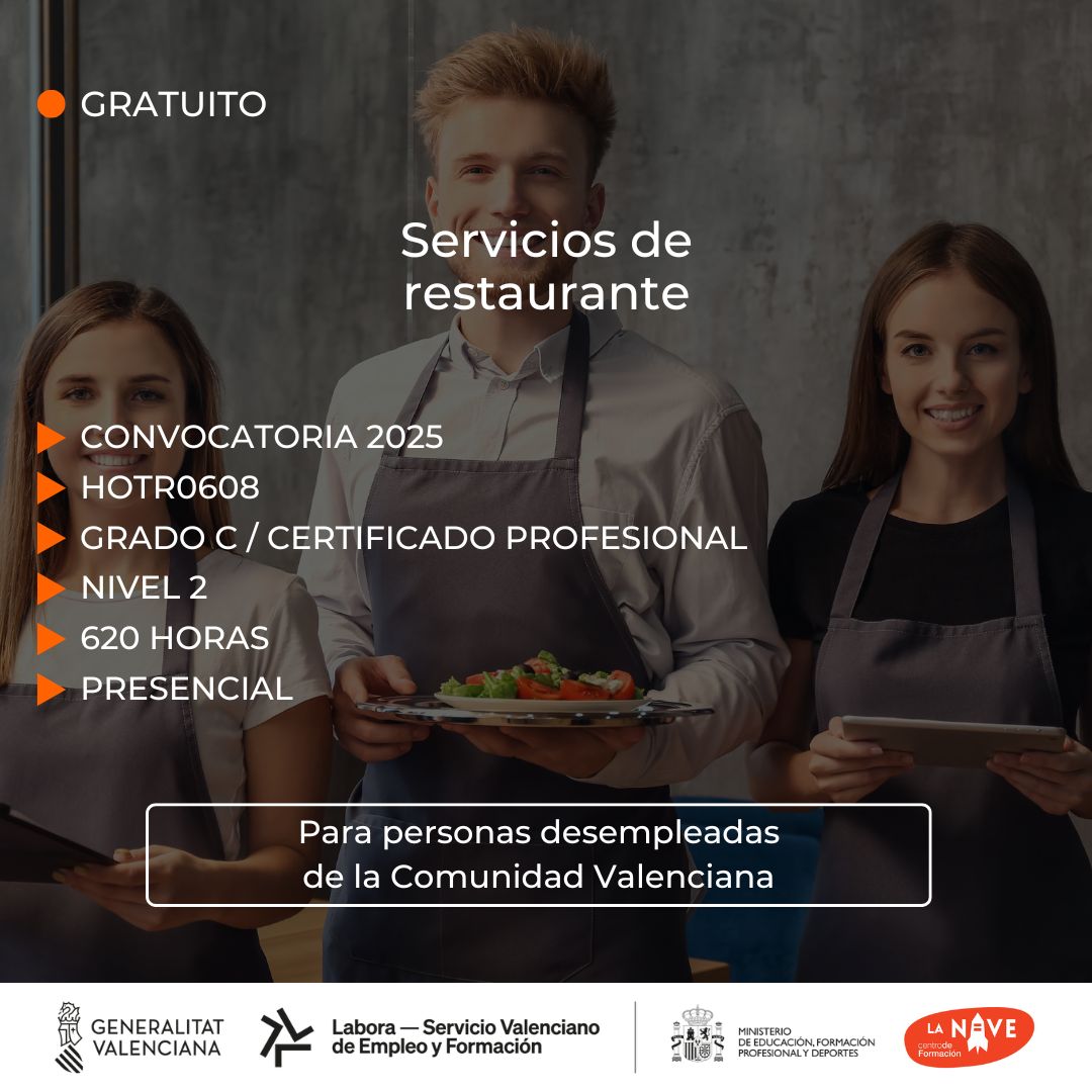 Curso de Servicios de restaurante para desempleados - La Nave